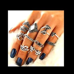 ✅ 12Pcs/Set Women Midi Finger Ring Set